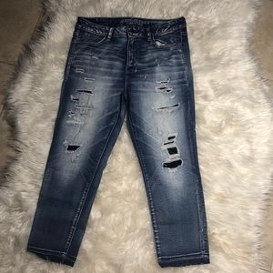 American Eagle Crop Ripped Jeans